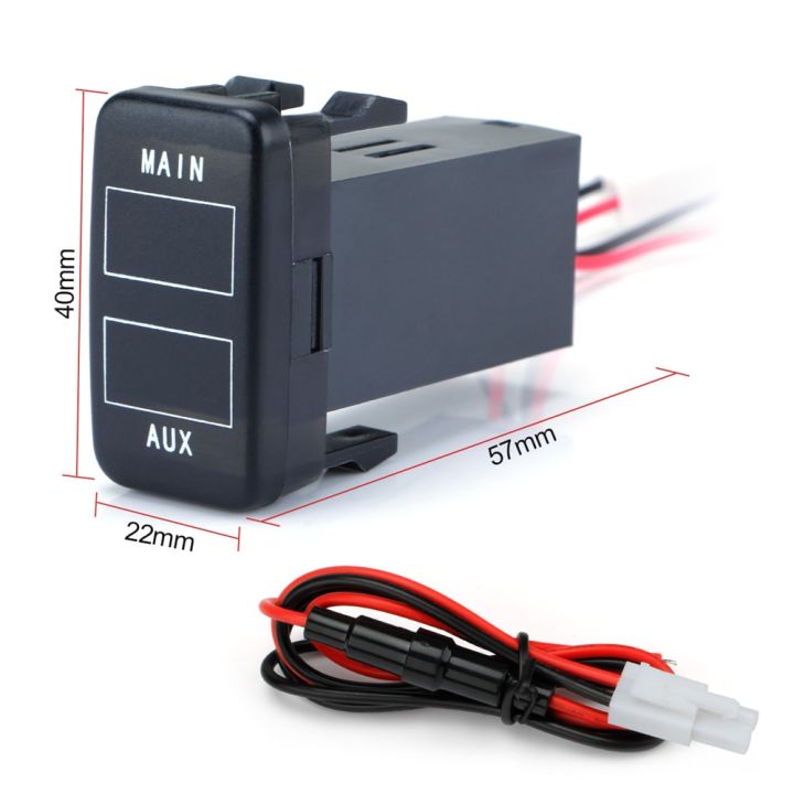 Special Offers 40X22mm Black Dual Battery Volt Meter For Toyota Prado