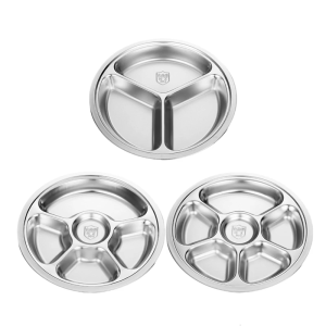 Multi Section Stainless Steel Round Serving Plate 28cm Perfect For Meal Organization Microwave Safe Dishwasher Safe