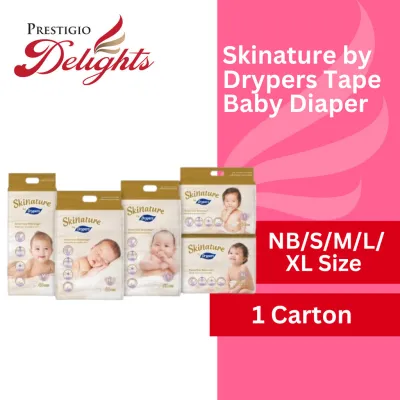 Skinature by Drypers Tape Baby Diaper NB/S/M/L/XL Size - Carton