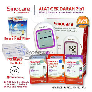 SINOCARE GCU 3IN1 M101 - Alat Cek Gula Darah Kolesterol Asam Urat Tanpa Coding BONUS TISU ALKOHOL & PLESTER ANTI AIR