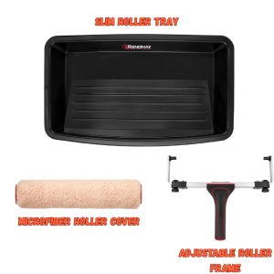 Renomax 12 Inch Paint Roller Kit -12 Paint Roller Tray Wide Paint Roller 12 Inch Kit Microfiber Nypoly Blended Fabric Polyamide Paint Roller Sleeves