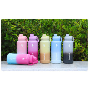 Hourser 1000ml bình nước cách nhiệt 304 chân không thép không gỉ cup dung tích lớn thể thao ngoài trời không gian chai nước màu gradient Cốc cách nhiệt