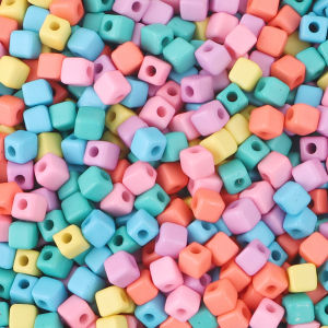 Sáng Macarons màu acrylic khối hạt vuông hạt đệm rời cho vòng đeo tay vòng cổ Keychain đồ trang sức thủ công làm thủ công làm