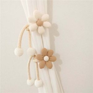 VELORUMH 1Pc/2Pcs Elegant Flower Curtain Tieback Beautifully Adjustable Curtains Tie Rope Curtain Holder Three-Dimensional Pearl Curtain Buckle Home