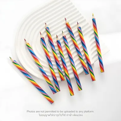 24Hr ดินสอสายรุ้ง สีไม้สายรุ้งลายสวย ดินสอไม้สีรุ้ง เครื่องเขียนสีรุ้ง Rainbow Colors ดินสอสำหรับเด็ก ดินสอระบายสี