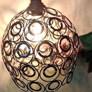 Lampu gantung hias caffe pelaminan outdoor cristal dan mercon murah (sudah termasuk bohlam LED)