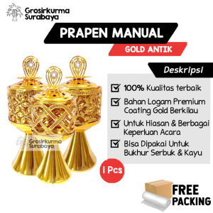PRAPEN GOLD PREMIUM ANTIK Manual Mabkhara Untuk Wadah Tempat Buhur Arab Awet Souvenir Pernikahan