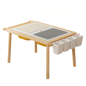 Building Blocks Table with Chair and Sorage Bins for Kids Activity Table Set Large Blocks Compatible with Classic BlocksArt Table Drawing Table with Easel Birthday