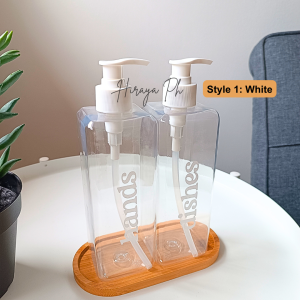 Hiraya Ph Alicia Square Bottle 500ml for Shampoo Hand Soap Dispenser Waterproof Labels for Hotel Airbnb Kitchen and Bath