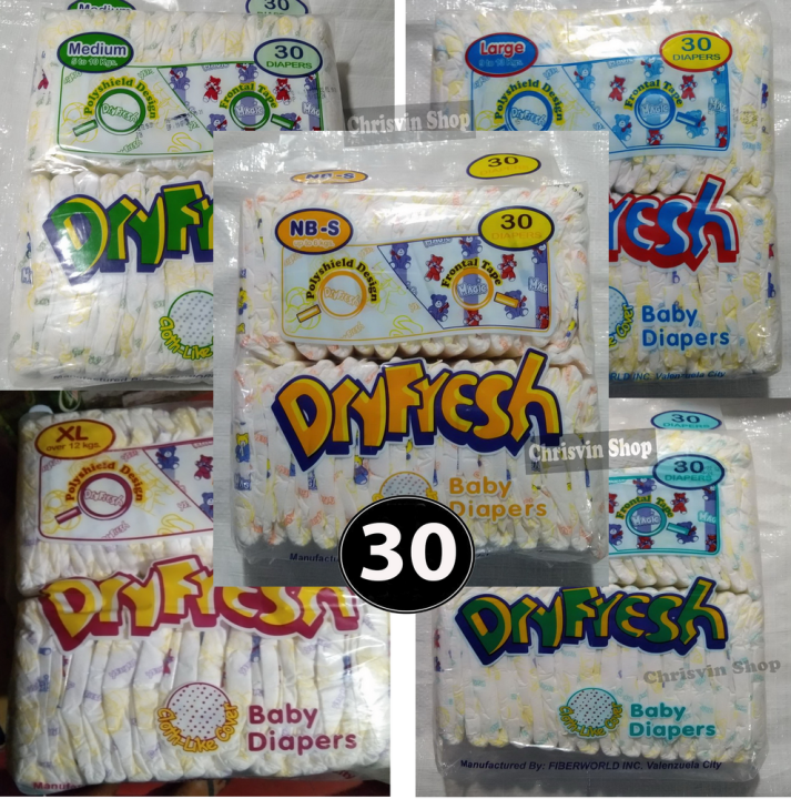 Dryfresh Baby Cloth Like Diaper  30 pcs.  ( NB-S,M. L, XL,XXL) TAPE