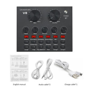 [Ready Stock] V8 Sound Card BM800 Karaoke Condenser Microphone Audio Set USB Headset Microphone Live Broadcast Interface External Usb Live Microphone Sound Card 声卡for Computer Pc Mobile Phone Sing