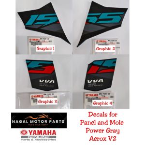 DECALS FOR PANEL AND MOLE POWER GRAY AEROX V2 YAMAHA GENUINE PARTS