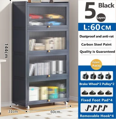 Storage rack floor standing household movable with wheels bookshelf storage cabinet multifunctional kitchen storage cabi