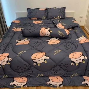 (Gì cũng rẻ) 👄 Trọn bộ 5 món ga gối chăn mền phao poly cotton có ruột bông dày loại 1 (nhắn chọn mẫu) [Quái vật 1 mắt - Monster]