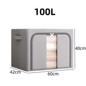 กล่องเก็บของพับได้ ภายในโปร่งใส โครงเหล็ก ความจุสูง ผ้าออกซฟอร์ดกันน้ำ เก็บเสื้อผ้า ผ้าห่ม และย้ายบ้าน