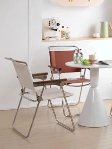 ⚡Nordic Designer Stainless Steel Dining Chair Simple Conference Chair with Backrest Home Lightweight Folding Chair