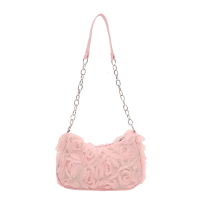 Fashionable Floral Lace Armpit Bag Lightweight Wear Resistant PU Shoulder Bag With Comfortable Chain Strap