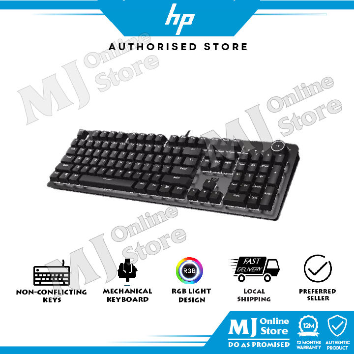 HP K10G Gaming Mechanical Keyboard Adjustable LED BackLight Blue Black