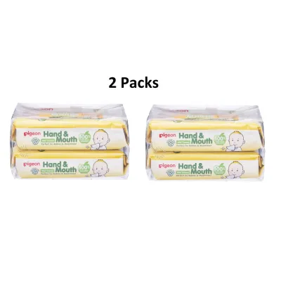 Pigeon - Hand & Mouth Wipes (2x60 Sheets) Bundle