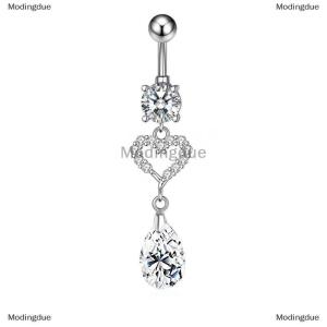 [COD] Modingdue Fashion Heart Zircon Belly Button Rings Stainless Steel Butterfly Belly Ring For Women Navel Body Jewelry Accessories