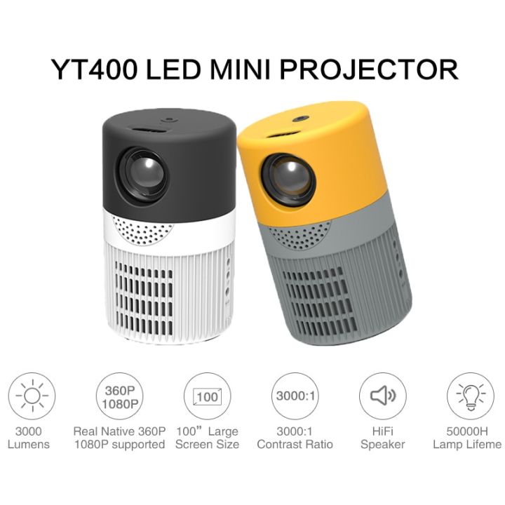 YT400 Mini 1080P Supported Projector Native 360P Portable LCD Video