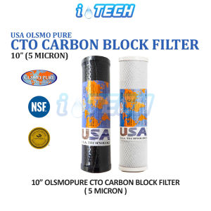 USA OLSMOPURE 10" CTO Carbon Block Filter - 5 Micron - 100% Coconut Shell Activated Carbon ( Black / White )