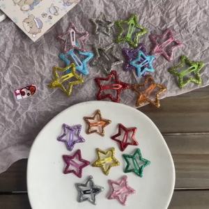 20 PCS Sparkling Star Hair Clips Snap Hair Accessories Non Slip Clips for Girls Women Metal Hair Clip Star Hair Barrettes Stars Hair Clips for Women Stars Hair Clip