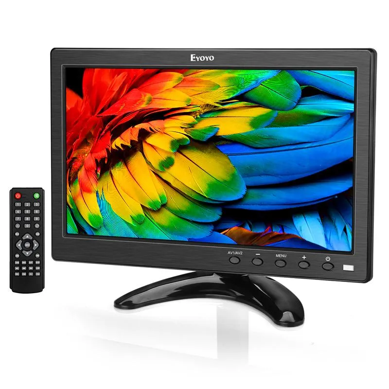 Eyoyo-Monitor de TV pequeño de 10 pulgadas, pantalla LCD de 1024x600 con  entrada HDMI/TV/VGA/AV/USB para cámara de seguridad CCTV Raspberry Pi