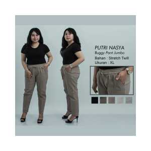 Putri Nasya Celana OverSize Kantor Kerja / Celana Wanita Bahan Katun Formal Cream Capucino Hitam Moca Abu Navy Army / Celana Super BigSize Kerja Kantor / Celana Jumbo