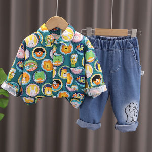 SETELAN ANAK IMPORT KEMEJA LENGAN PANJANG JEANS KOREAN STYLE ANIMAL