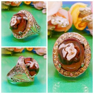 Cincin S.Steel Batu Akik Hidup Akek Motif Kalimah(Motive Agate Stone Ring) Semulajdi jarang dijumpai Batu Bertuah yg sangat cantik Sila Rujuk dibawah utk keterangan lanjut
