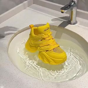 [Free Shipping] Mesh WomenS 2026 Summer New Breathable Perforated Sandals With Thick Soles And Inner Height-Increasing Design Casual White Sneakers