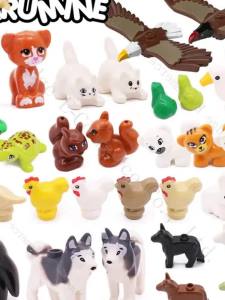 Marumine MOC Blocks Model Brick Parts 11602 95342 41835 Classic Farm Animals Chickens Roosters Dog Birds Ranch Accessories