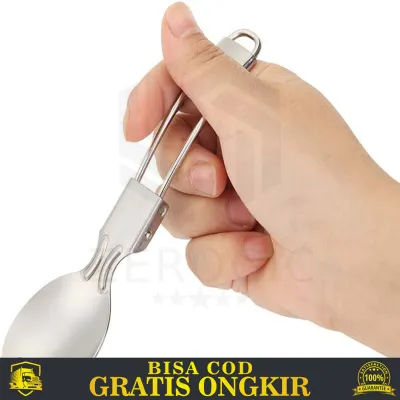 PERALATAN DAPUR KITCHEN SENDOK GARPU LIPAT FOLDABLE STAINLESS STEEL