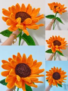 Hoa hướng dương khổng lồ bằng kẽm nhung – hoa to 30cm cao 50cm decor phòng khách studio hoa chụp ảnh kỷ yếu