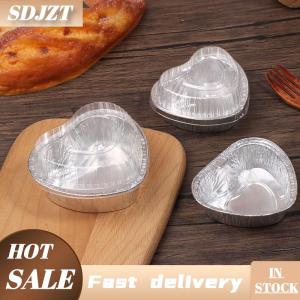 SDJZT 10pcs hình trái tim nhôm lá nướng ly với bìa cupcakes bánh pudding cup Muffin Patisserie Baking Pan công cụ