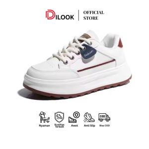 DILOOK C029 Sepatu Sneakers Putih Wanita Sepatu Casual Simple Cewek Keren Stylish