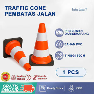 PEMBATAS JALAN KERUCUT LALU LINTAS TINGGI 70 CM TRAFFIC CONE PARKIR MOBIL MOTOR ORANGE COD
