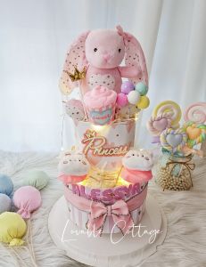 Lovely Bunny / Elephant 2 Tier Diaper cake baby shower gifts baby hamper newborn 100days full months gifts (Standard 2Tier)