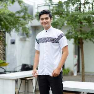 Baju Koko Dewasa Lengan Pendek Motif Kobata Qynang Kombinasi Batik Terbaru