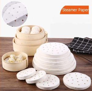 100pcs Disposable Steaming Paper Liners - Non-Stick Parchment Paper for Air Fryer Steamer Siopao