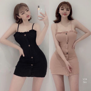 Đầm body 2 dây cúc cuốn biên thời trang XIXO cao cấp sang mịn đẹp thấm hút mồ hôi tốt