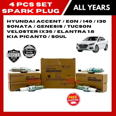 ON SALE! 4 PCS SET Spark Plug Iridium for Hyundai Accent / Eon / i40 / i30 / Sonata / Genesis / Tucson / Veloster ix35 / Elantra 1.6 / Kia Picanto 2017-Up / Kia Soul - 18846-10060 SILZKR6B-10E