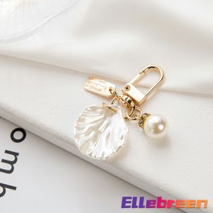 Cute Pearl Shell Keychain For Girl Creative Small Gifts Ins Metal Jewelry Pearl Pendant Ladies Fashion Accessories
