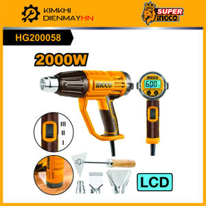 Máy khò nhiệt / máy thổi hơi nóng INGCO HG200058 Công suất 2000W Màn hình LCD (mẫu mới)