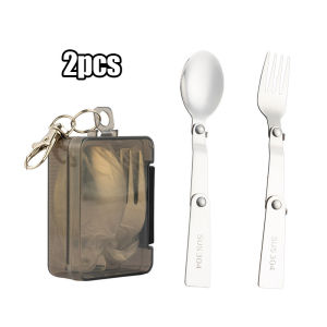 Stainless Steel Folding Spoon Fork Kit Outdoor Camping Portable Travel Cutlery