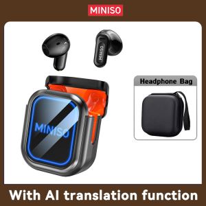 MINISO MS109 Wireless Headphones AI Language Translator Earbuds Real-time Language Translation Bluetooth IPX5 TWS Bluetooth 6.0 with LED Display Business Headphones Microphone IPX5 Waterproof Hi-Fi Sound