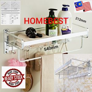 New: 2 Units Bathroom Shelving Towel Rack Thickened Wall Hanging Storage