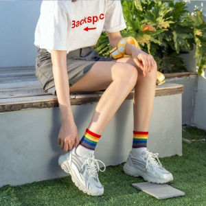 MGKS70 Kaos Kaki Wanita Retro Pelangi Women Socks Random 5 Pcs