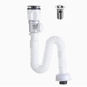 Xi phông thoát nước chậu rửa mặt lavabo HODABOSS ngăn mùi dạng xi phông chun lật có thể dùng cho thoát nước ngang và dọc